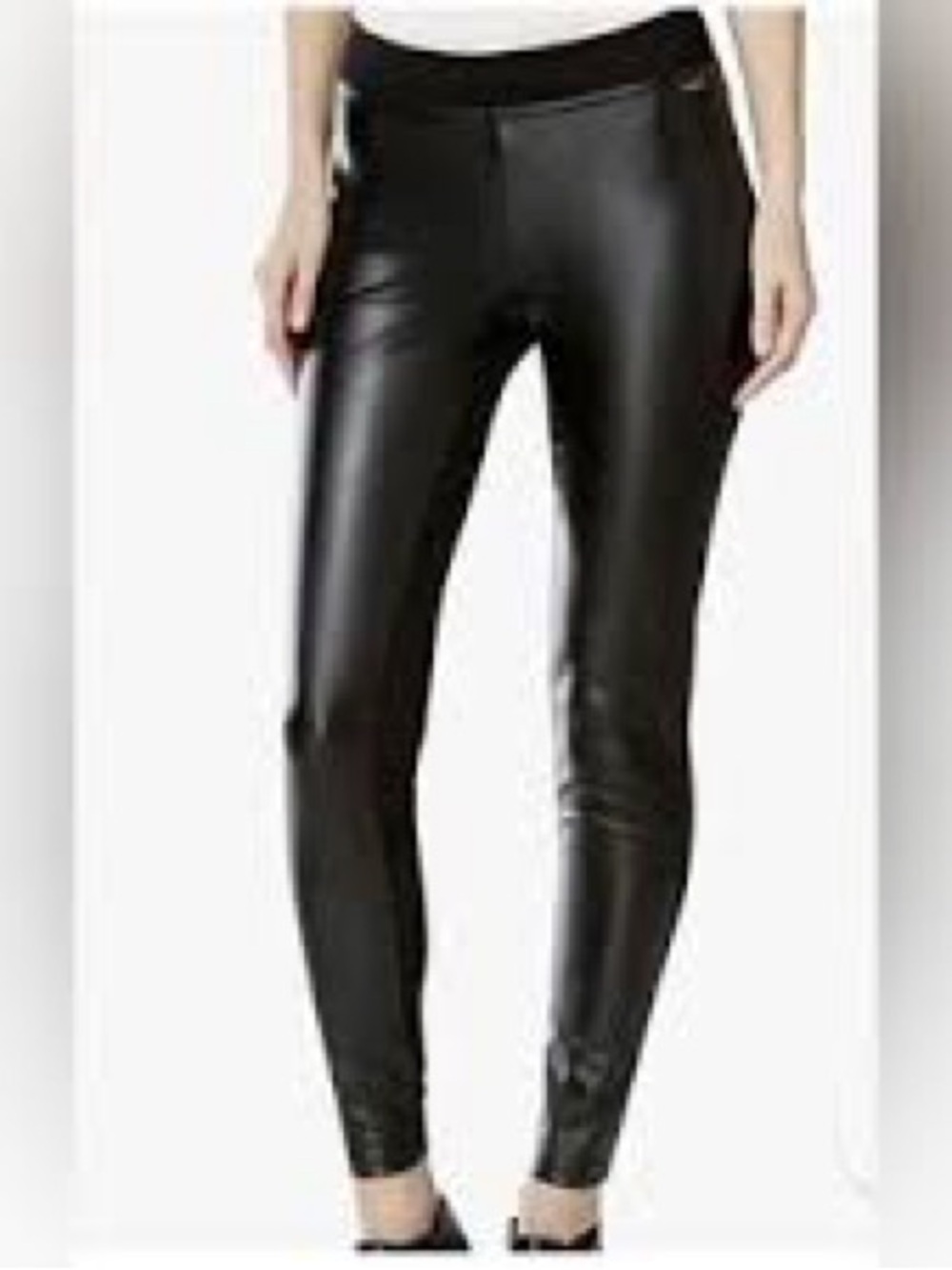 Calvin Klein Mixed Media Vegan Leather and Rayon Leggings